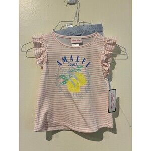 NWT Little Lass Shirt & Shorts Outfit - Pink & Blue - 4T